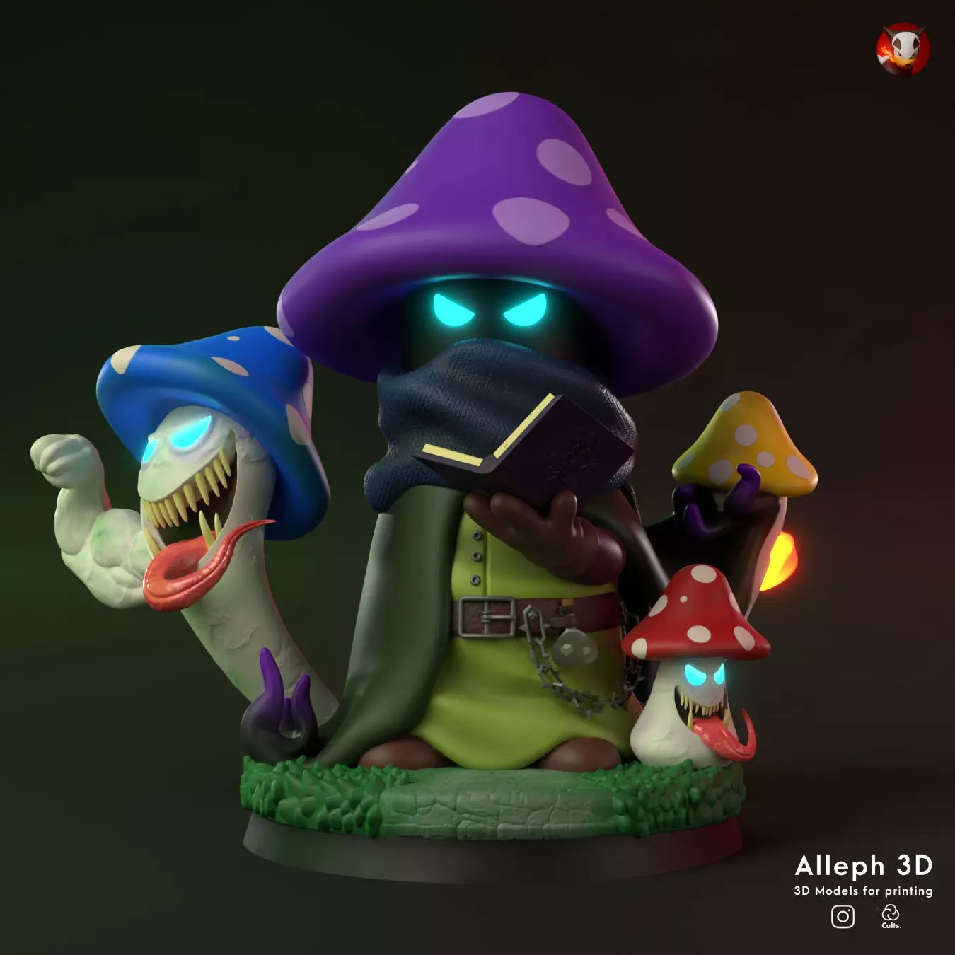 necro mushroom rpg with cuts 3D print model_0