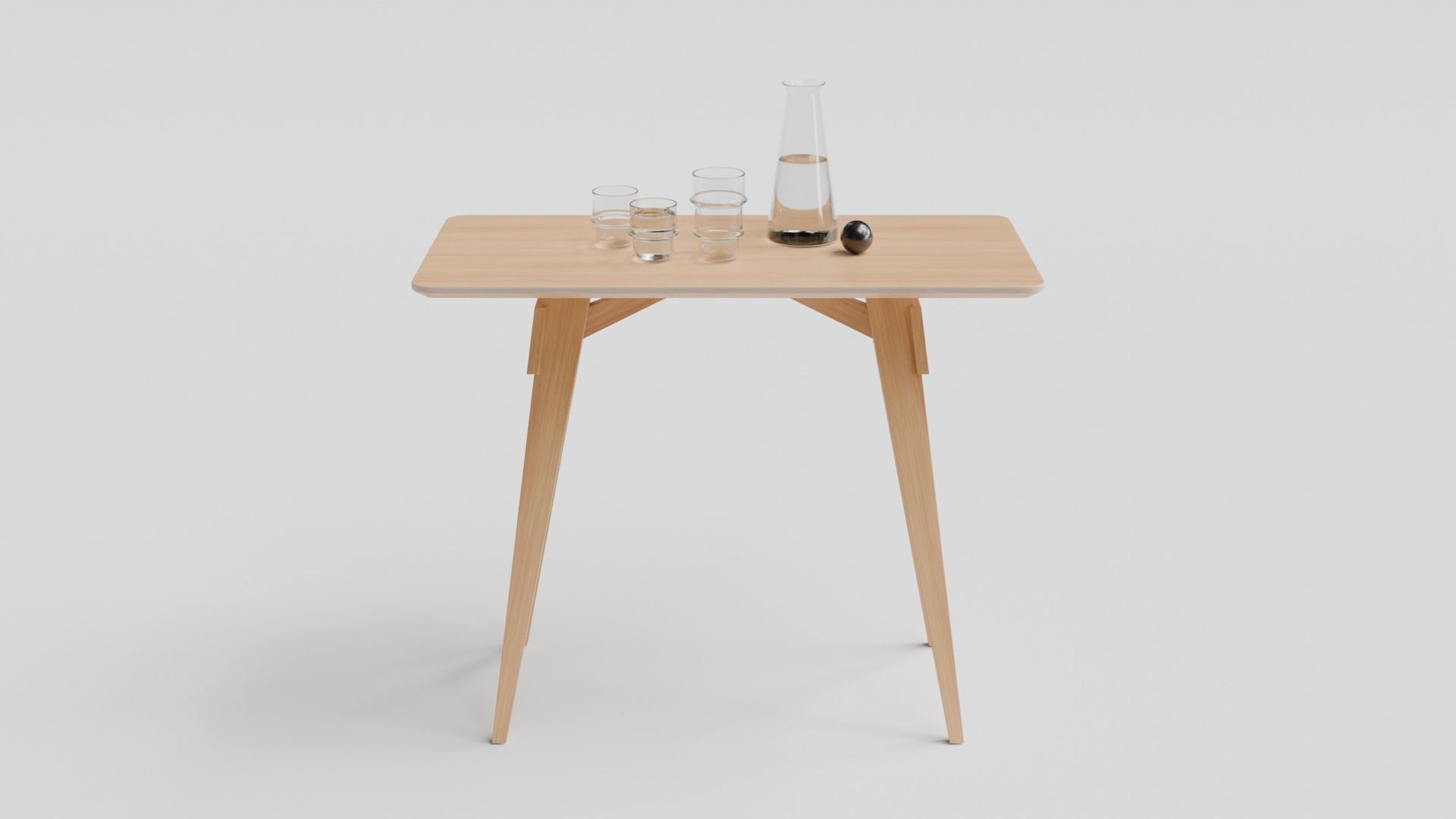 Arco table and Wick chair set 3D model_9