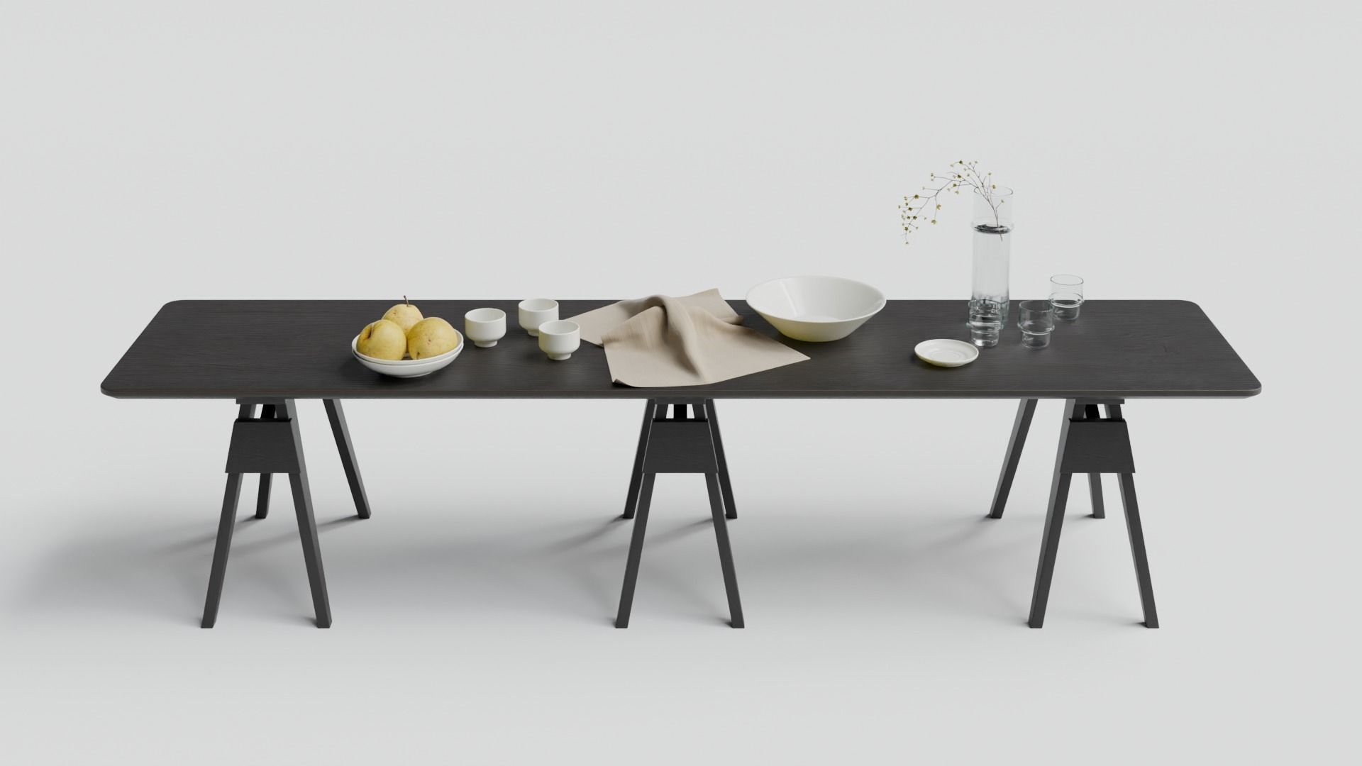 Arco table and Wick chair set 3D model_4