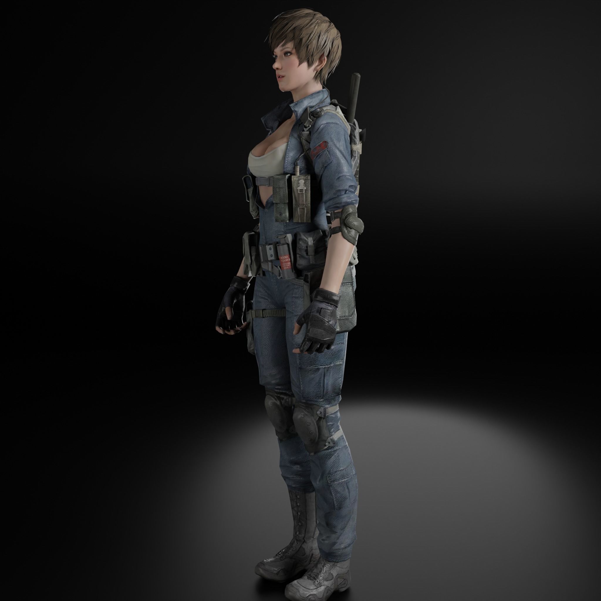 Female Game Ready Character 3D model_4
