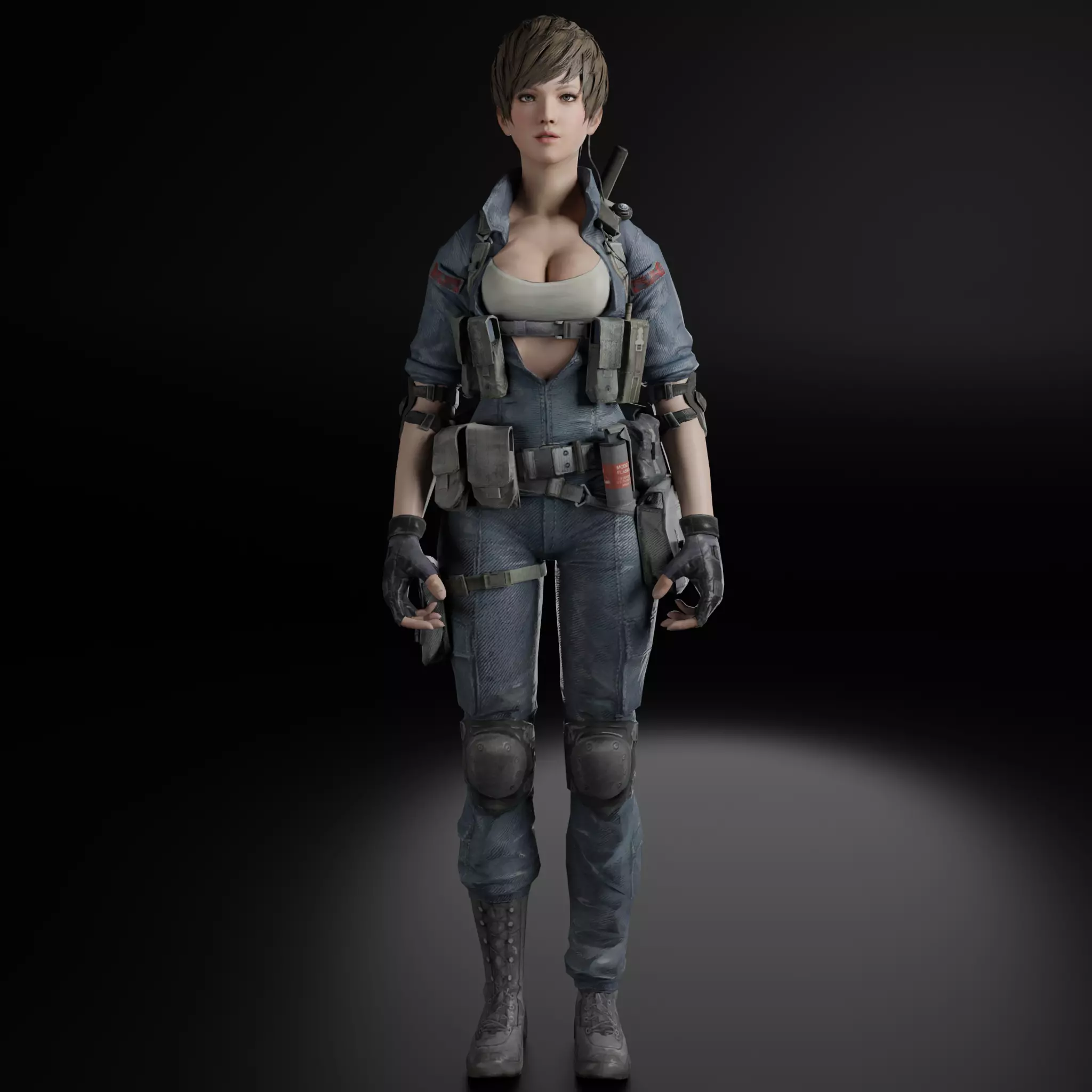Female Game Ready Character 3D model_0