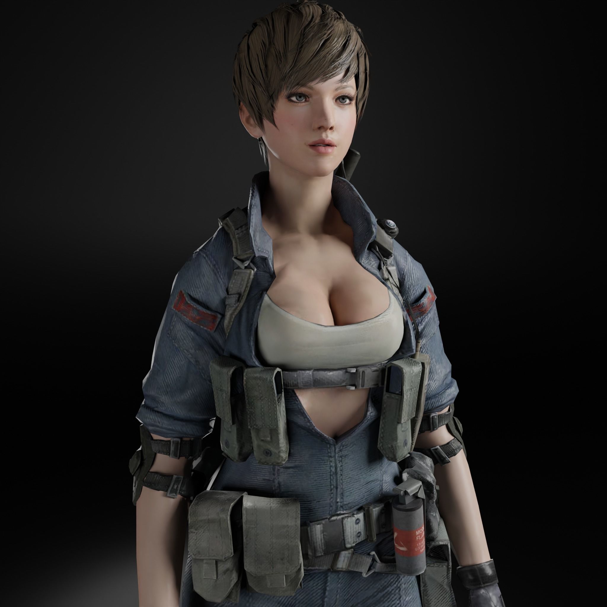 Female Game Ready Character 3D model_5