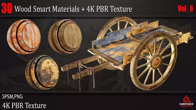 30 Wood Smart Materials and 4KPBR Textures