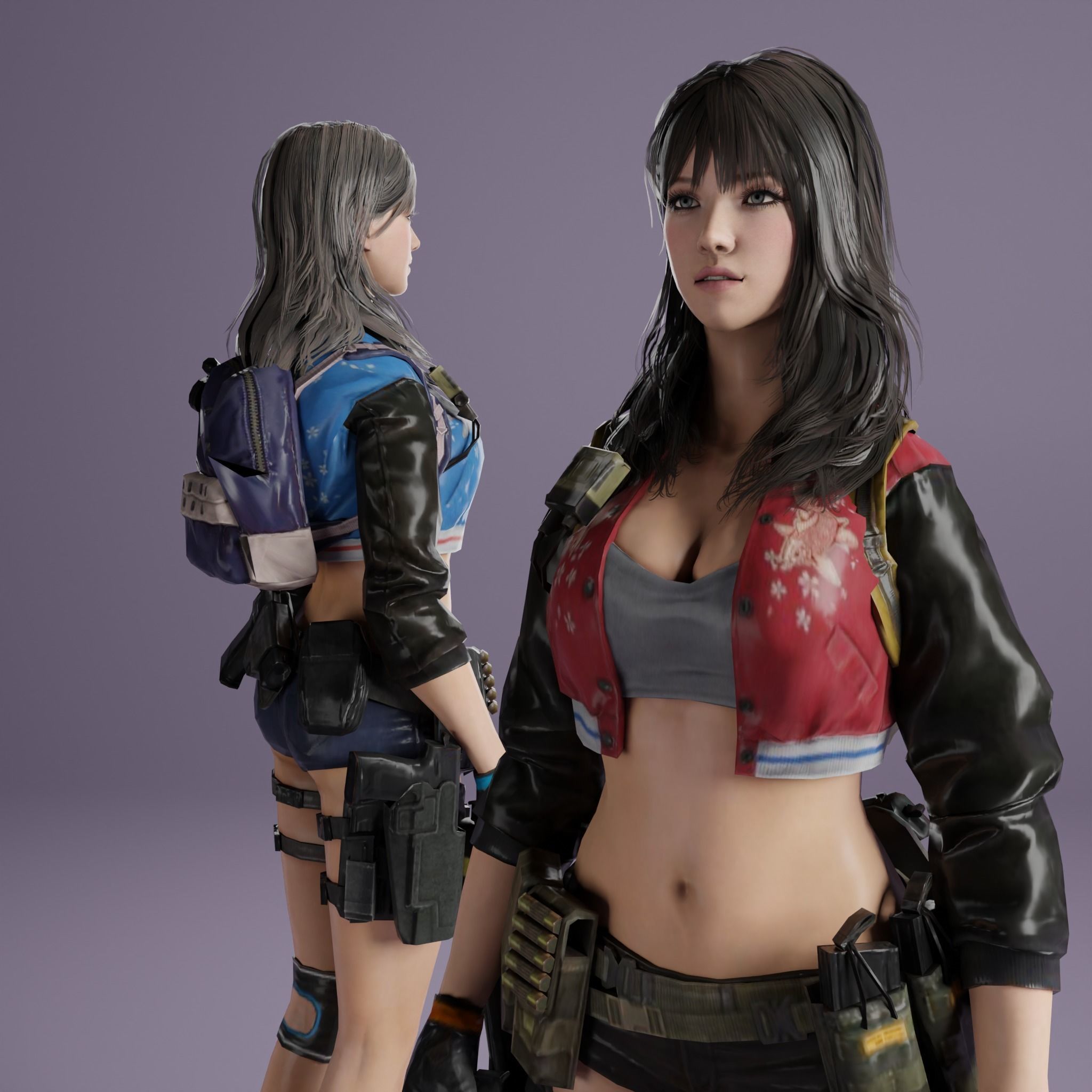 Female Fantasy Rigged Character 3D model_4