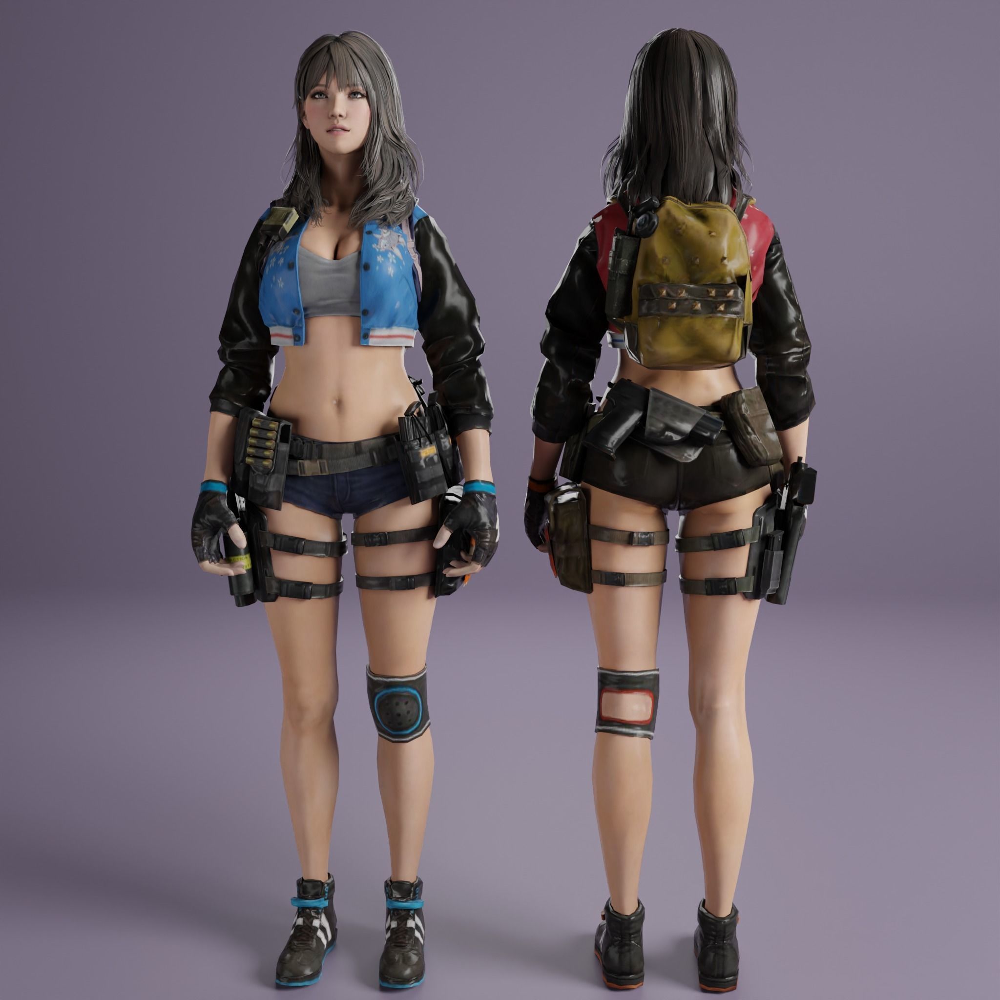 Female Fantasy Rigged Character 3D model_3