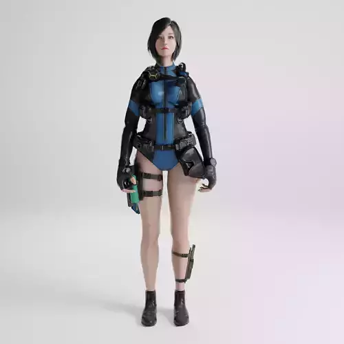 Female servival Game Ready rigged character