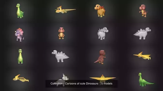 Collection - Cartoons of cute Dinosaurs  