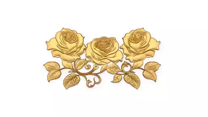 mural classic flowers decor ornament 03 3D model