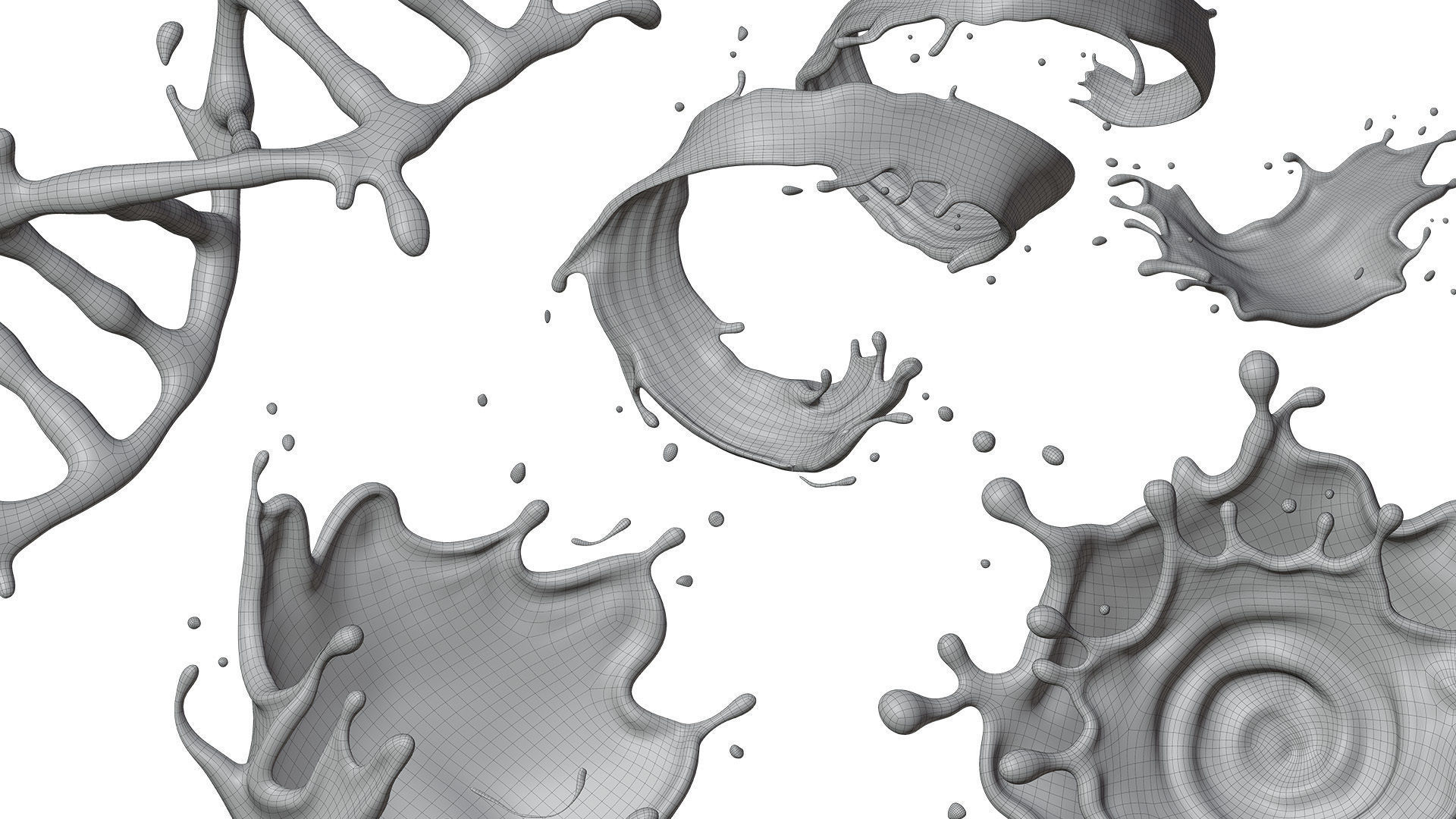 Splash Milk 20 Files 3D Model Collection _4