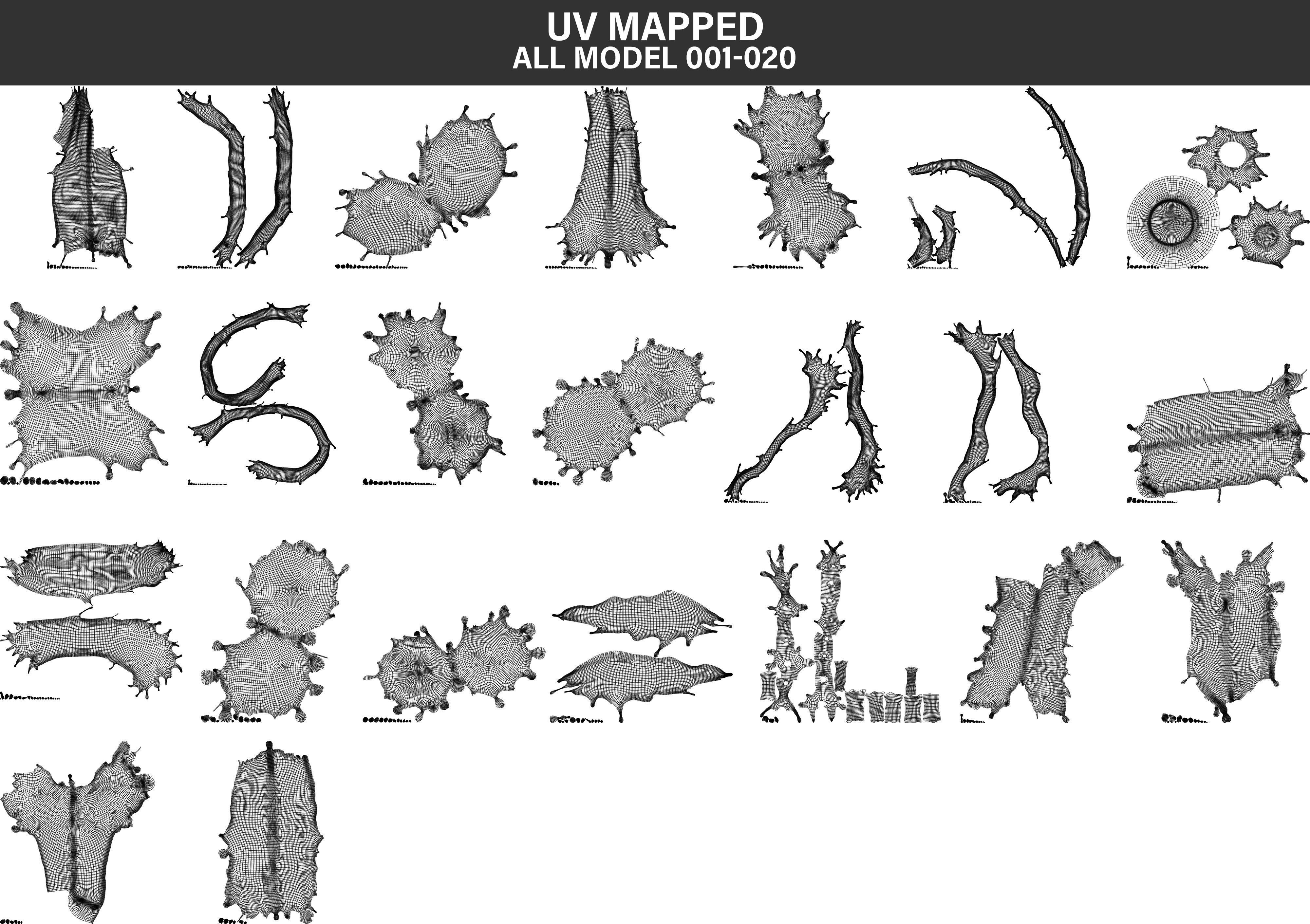 Splash Milk 20 Files 3D Model Collection _5