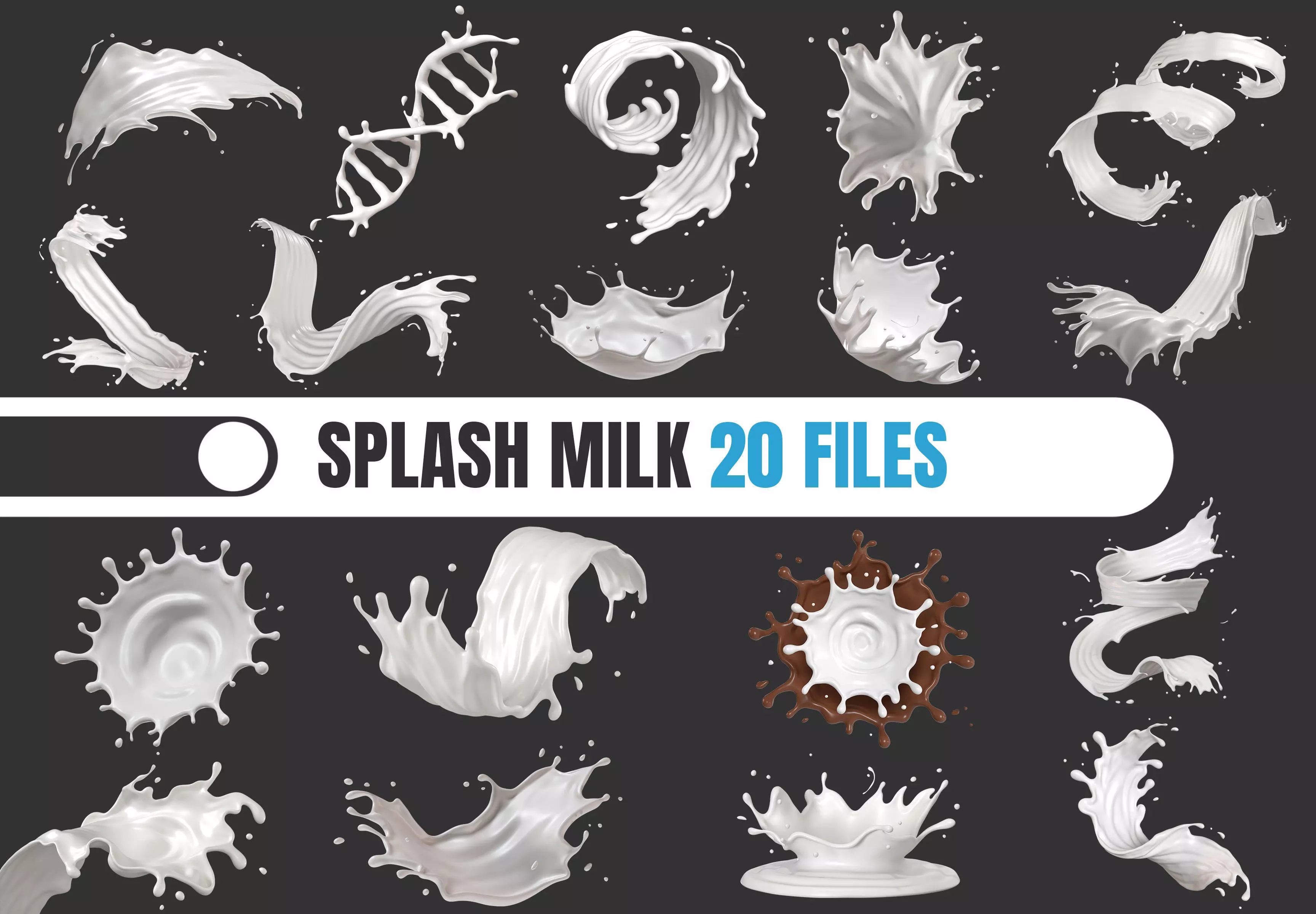 Splash Milk 20 Files 3D Model Collection _0