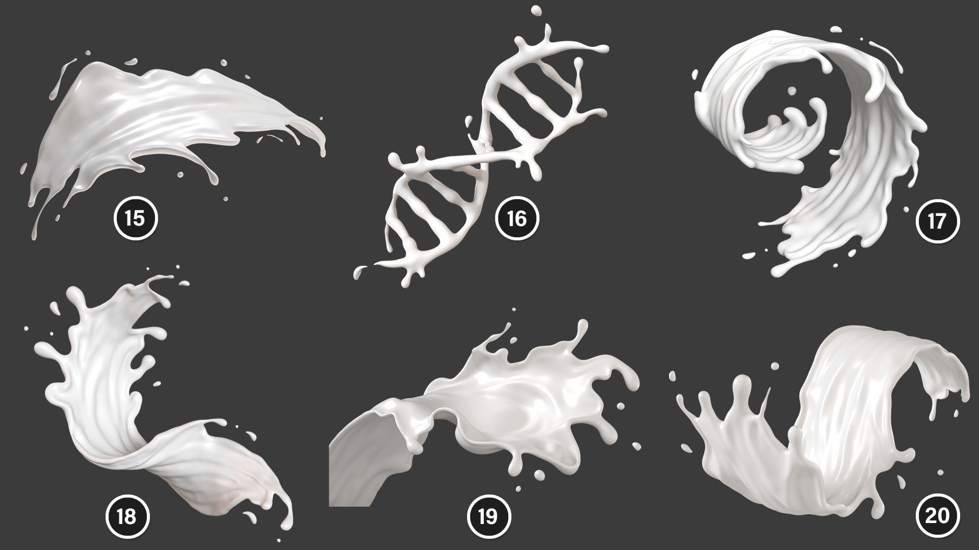 Splash Milk 20 Files 3D Model Collection _3