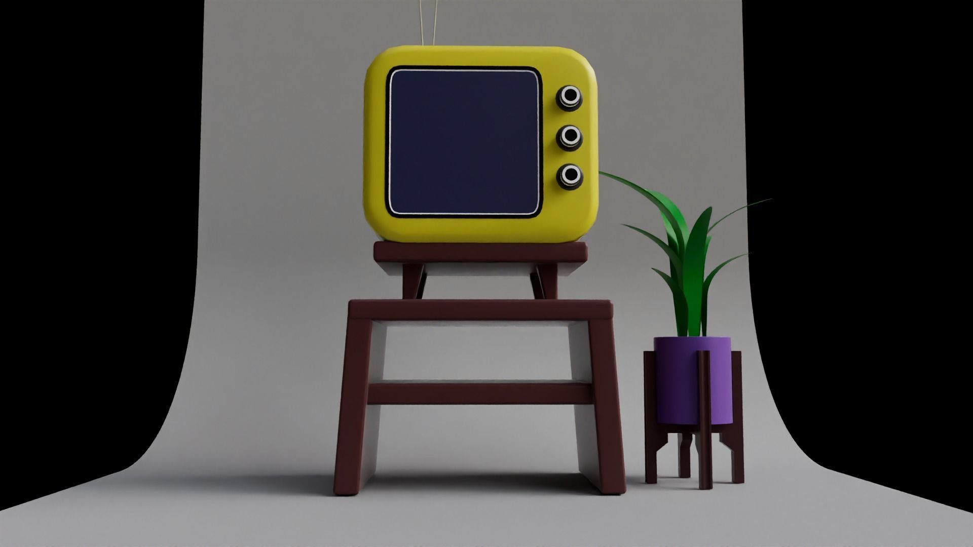 TV Cartoon Low Poly Low-poly 3D model_4
