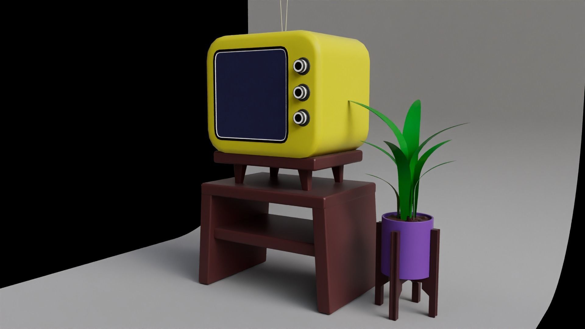 TV Cartoon Low Poly Low-poly 3D model_3