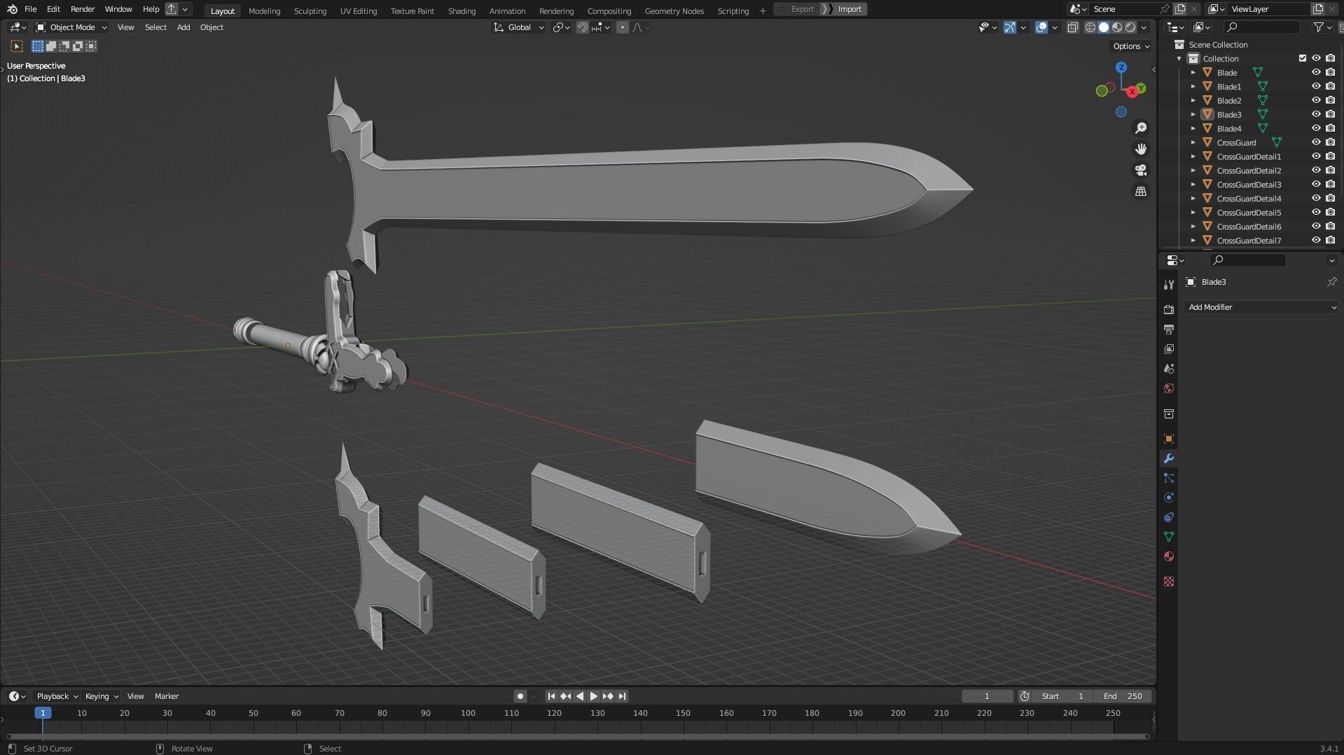 Sword Art Online Kirito Elucidator Sword for Cosplay 3D print model_12