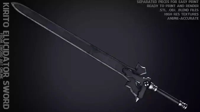 Sword Art Online Kirito Elucidator Sword for Cosplay