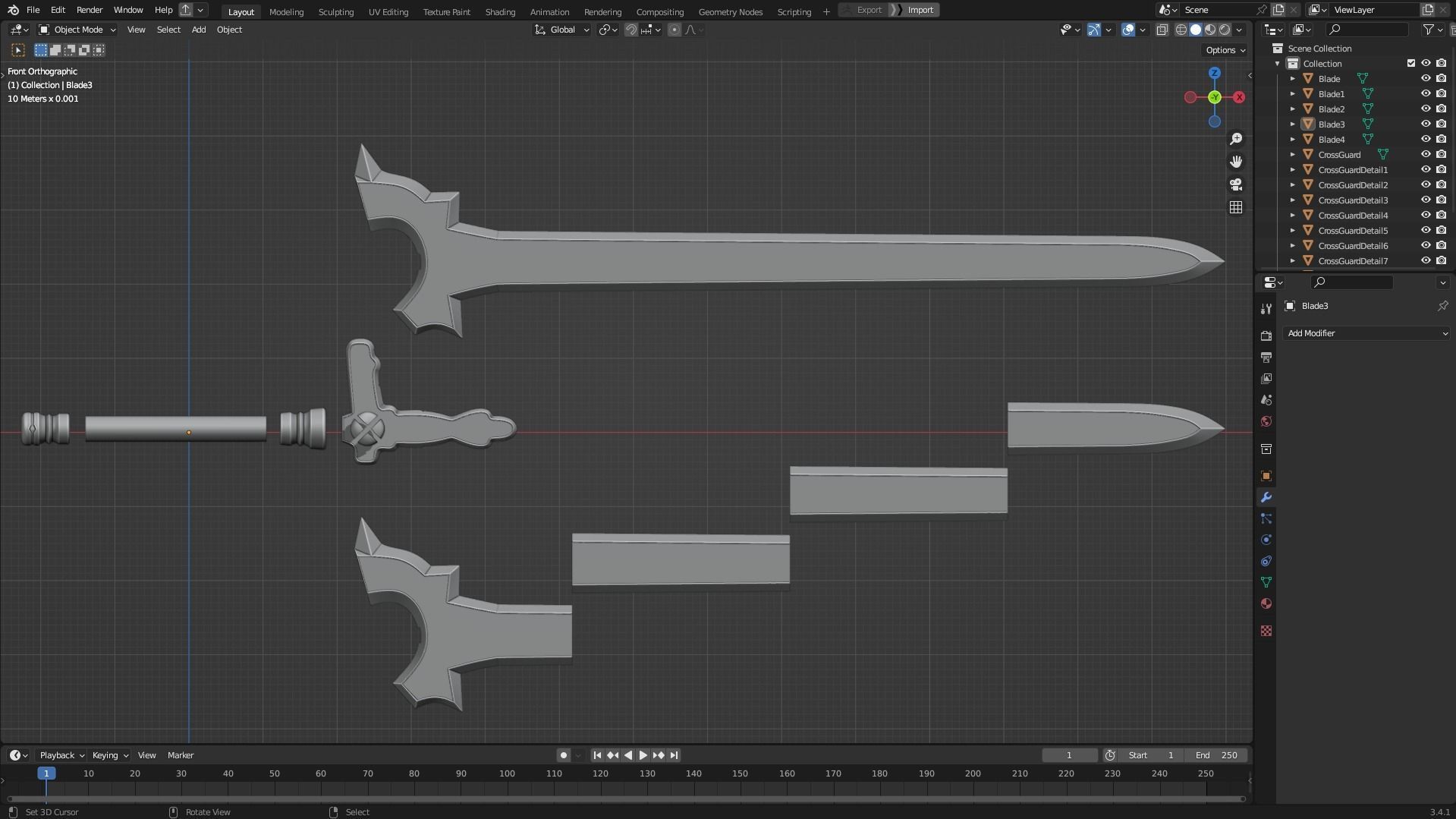 Sword Art Online Kirito Elucidator Sword for Cosplay 3D print model_10