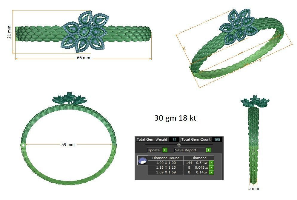 Diamond Bracelet  3D print model_1