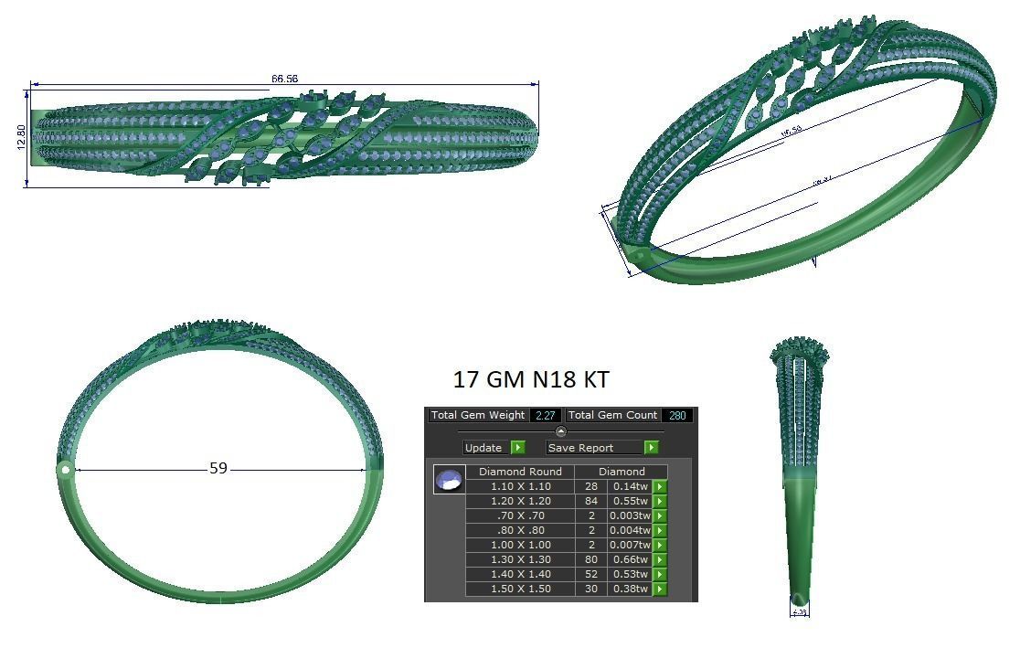 Diamond Bracelet  3D print model_1