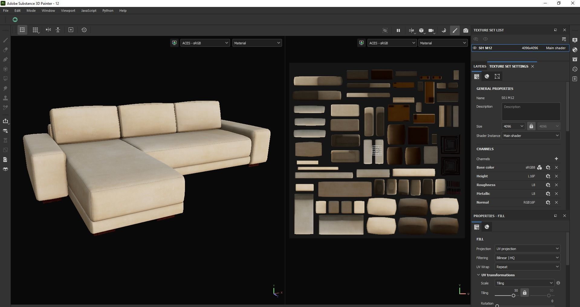 Horizon 2 Piece Sectional Sofa with Left-Arm Chaise Low-poly 3D model_22