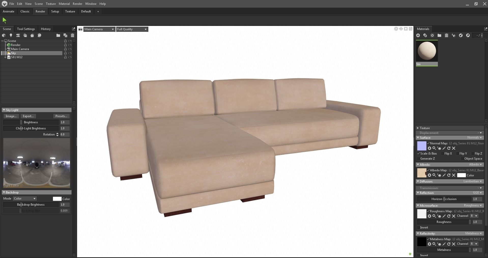 Horizon 2 Piece Sectional Sofa with Left-Arm Chaise Low-poly 3D model_15
