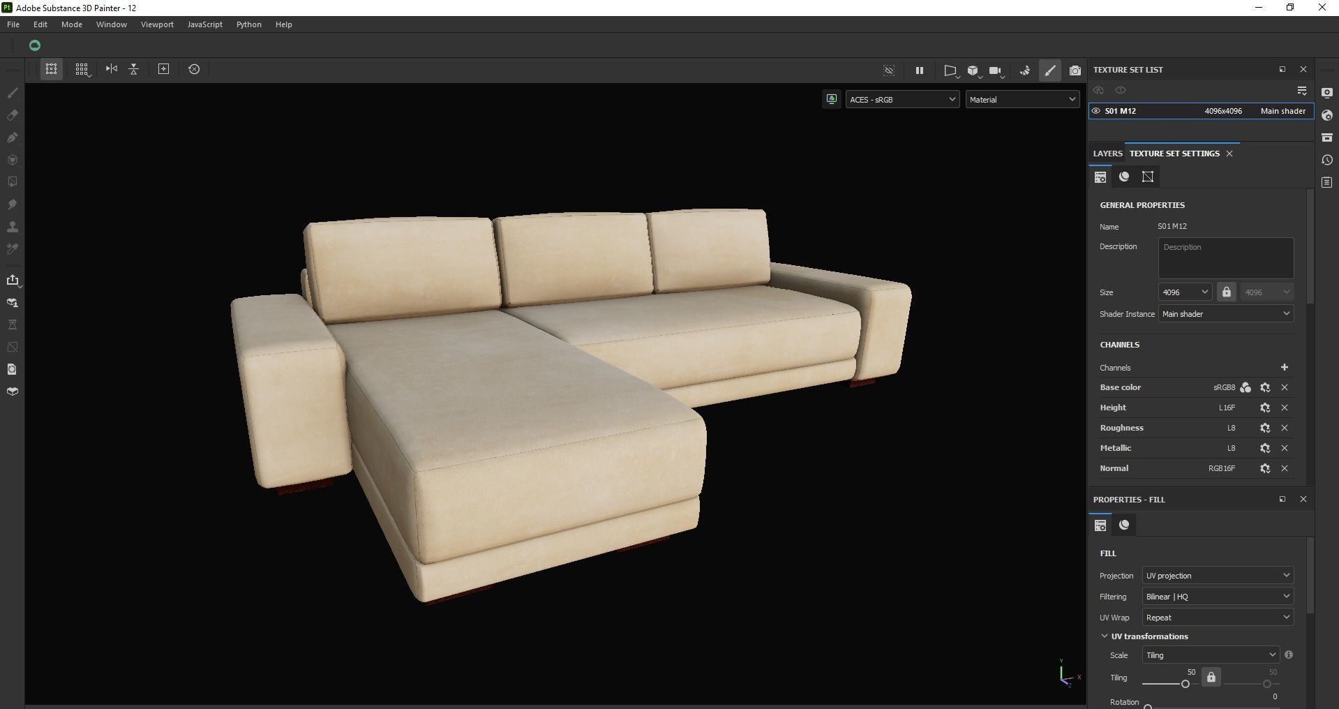 Horizon 2 Piece Sectional Sofa with Left-Arm Chaise Low-poly 3D model_21