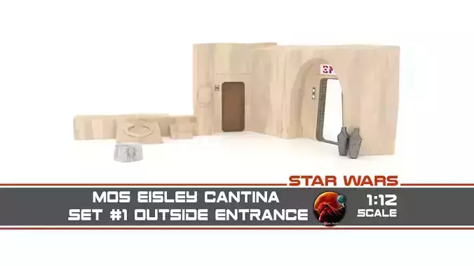 Set 1 Cantina main Entrance Outside 1-12 scale Blackseries 3D Model Collection