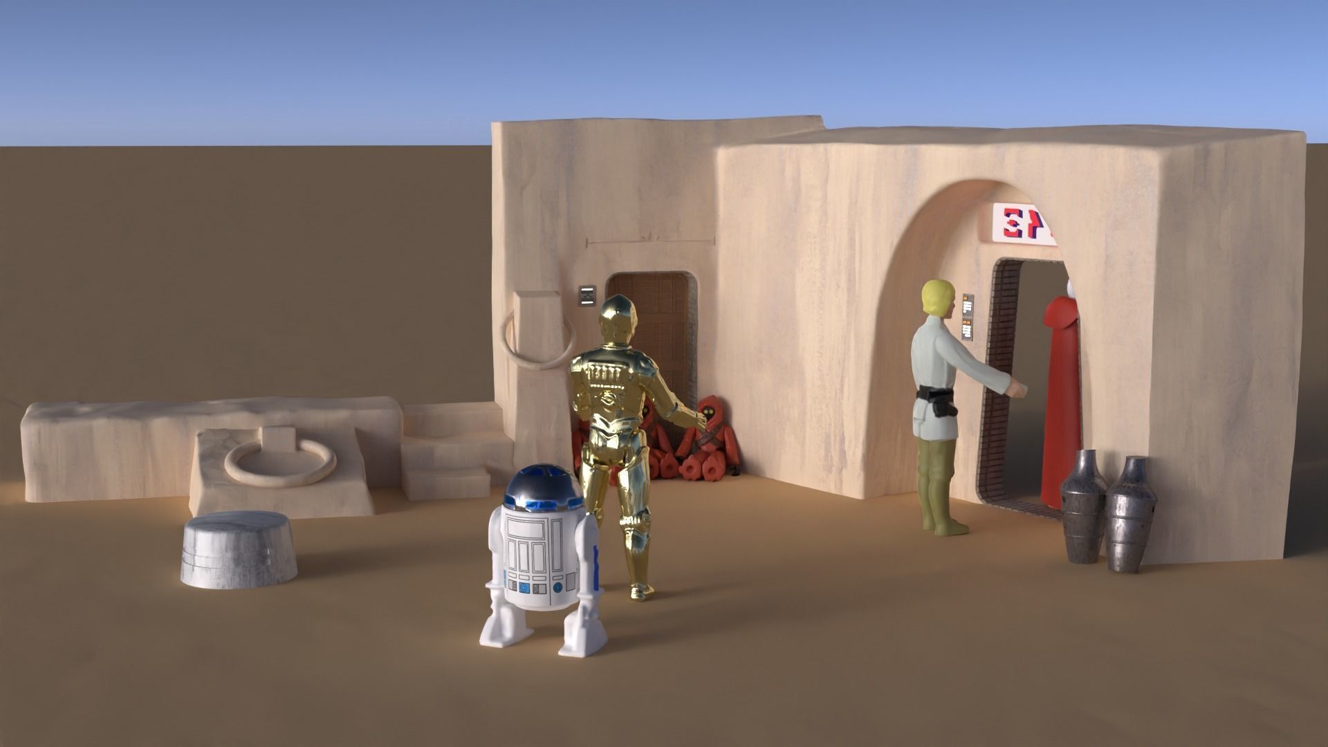 Set 1 Cantina main Entrance Outside 1-6 scale 3D Model Collection_10