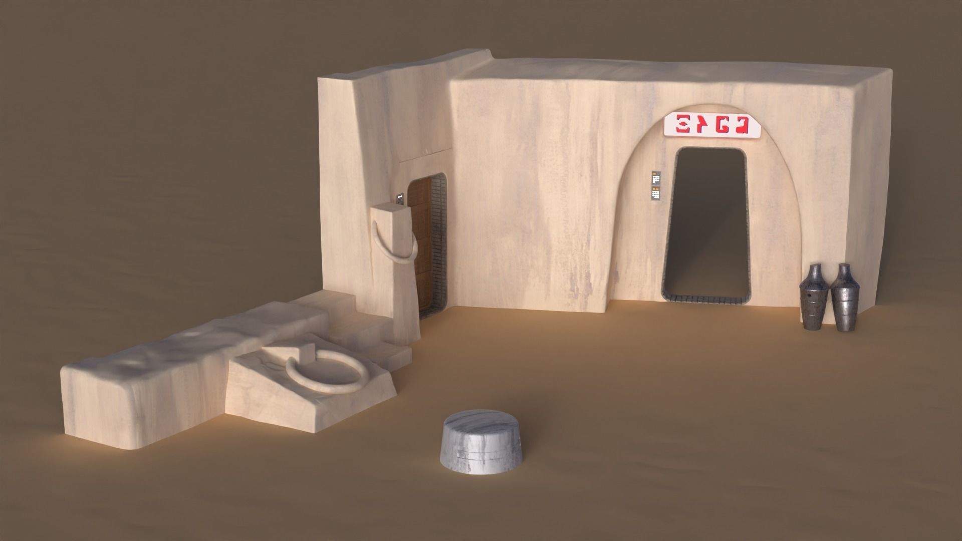 Set 1 Cantina main Entrance Outside 1-6 scale 3D Model Collection_3