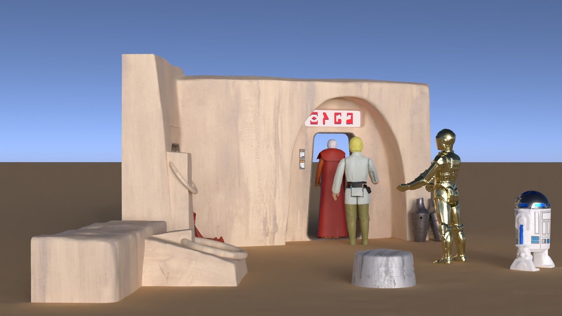 Set 1 Cantina main Entrance Outside 1-6 scale 3D Model Collection_8