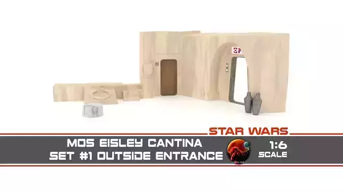 Set 1 Cantina main Entrance Outside 1-6 scale 3D Model Collection