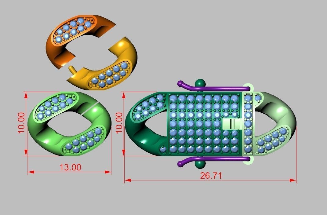 DIAMOND LUXYRY CUBAN LINK CHAIN BRACELET OR NECKLACE 3D print model_9