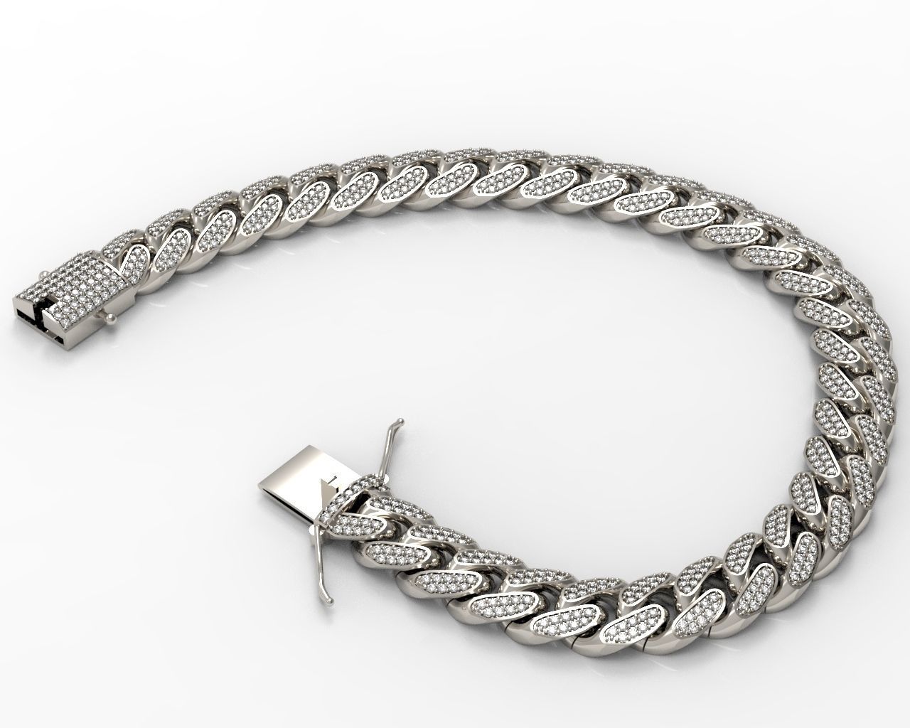 DIAMOND LUXYRY CUBAN LINK CHAIN BRACELET OR NECKLACE 3D print model_2
