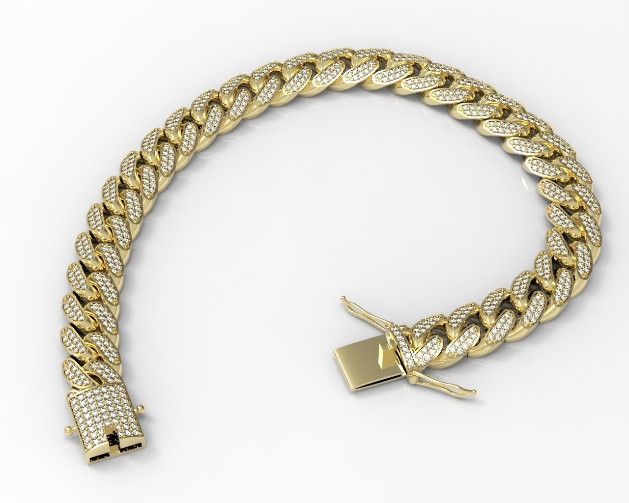 DIAMOND LUXYRY CUBAN LINK CHAIN BRACELET OR NECKLACE 3D print model_3