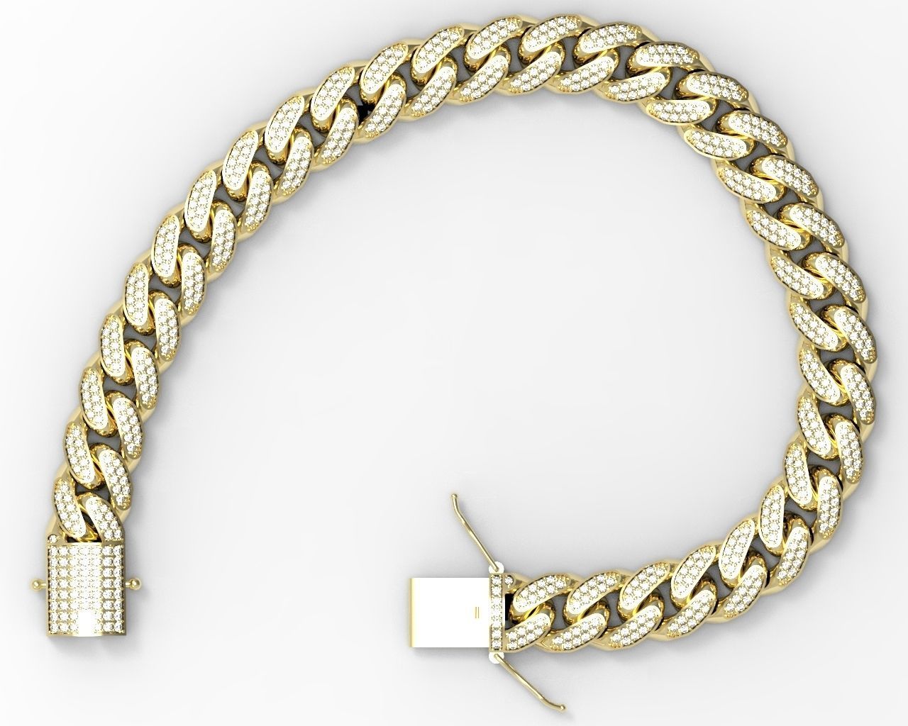 DIAMOND LUXYRY CUBAN LINK CHAIN BRACELET OR NECKLACE 3D print model_4