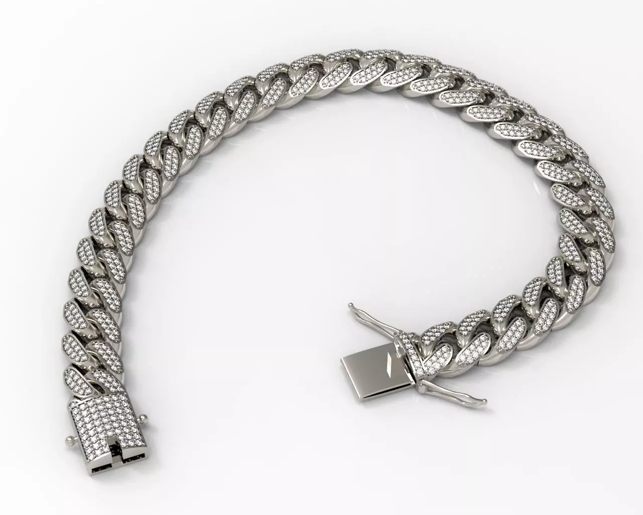 DIAMOND LUXYRY CUBAN LINK CHAIN BRACELET OR NECKLACE 3D print model_0