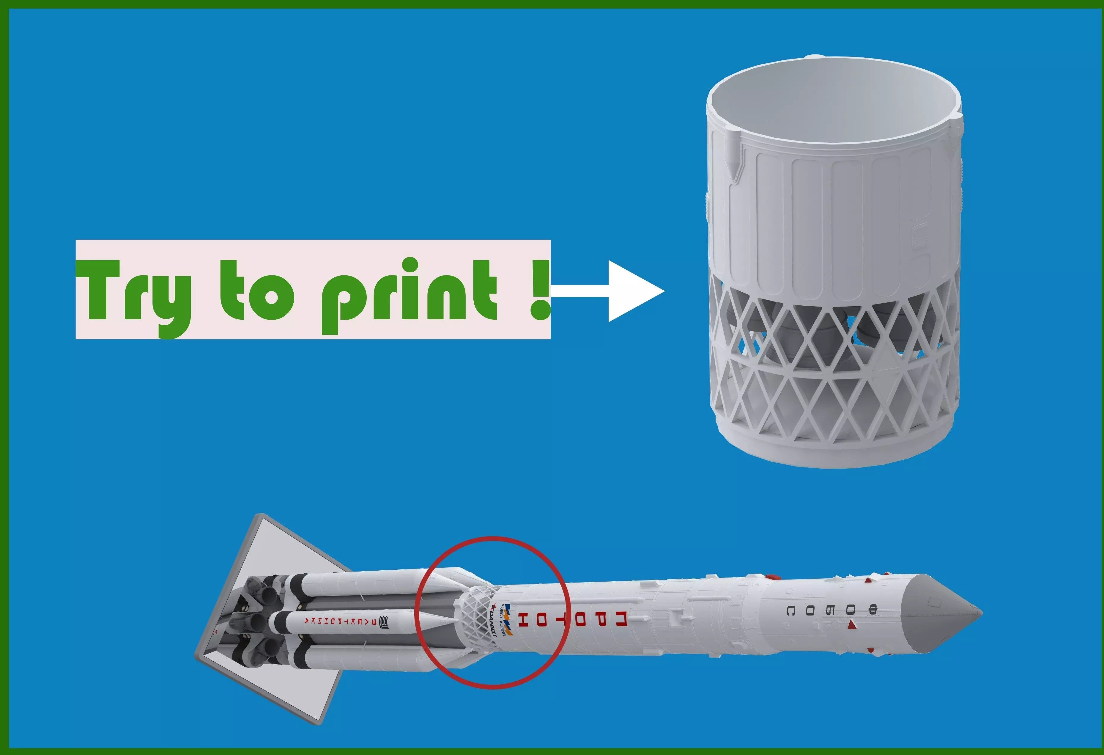 Part of Space rocket Proton Free 3D print model