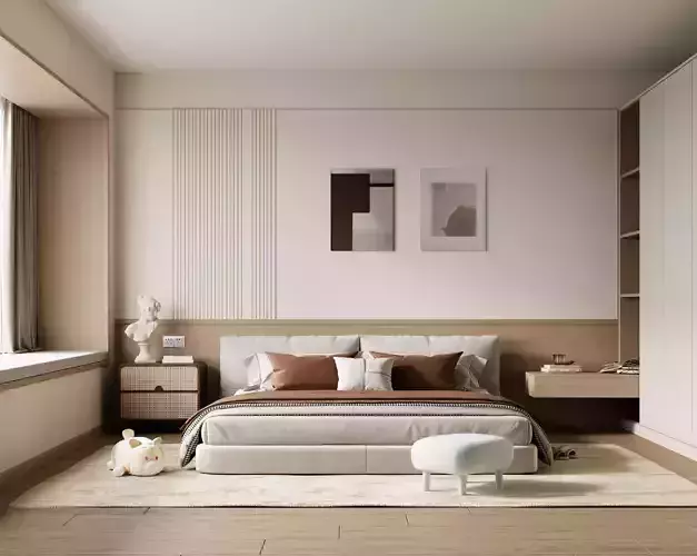 modern medieval bedroom 3D model