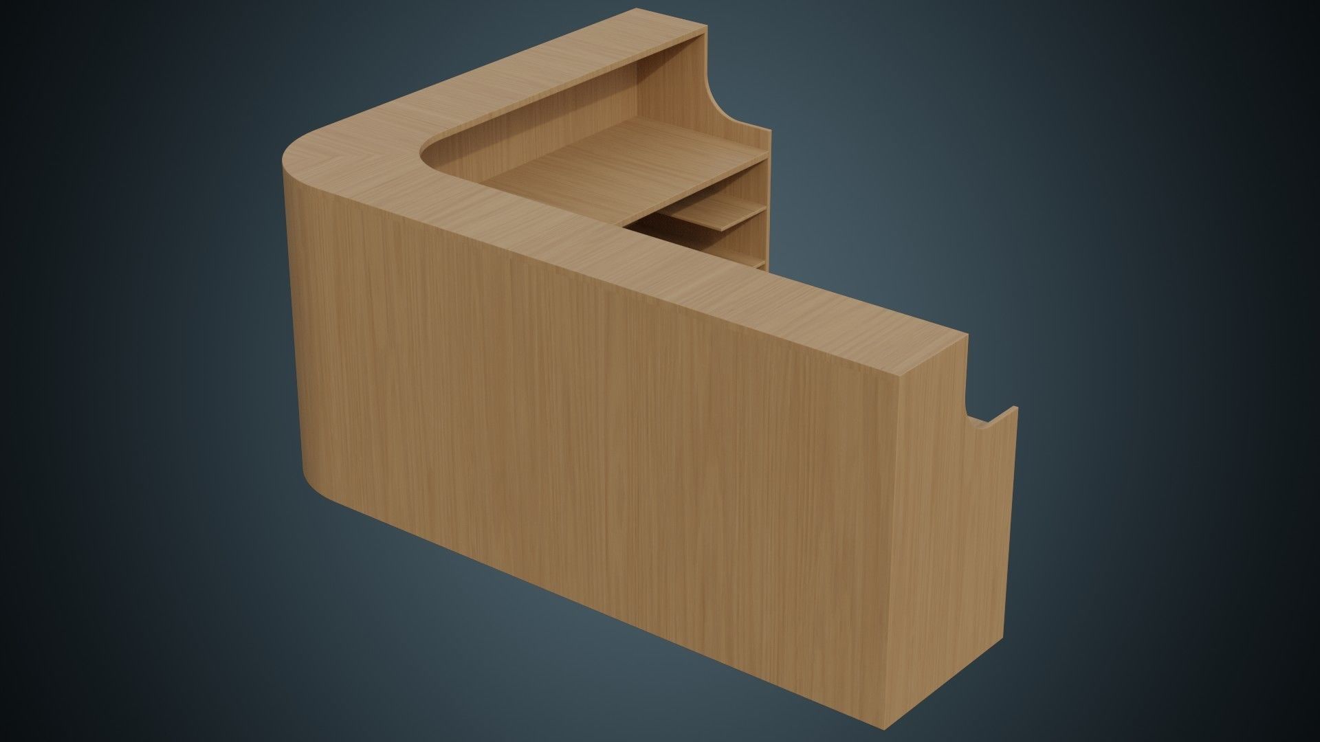 Reception Desk 1A Low-poly 3D model_3