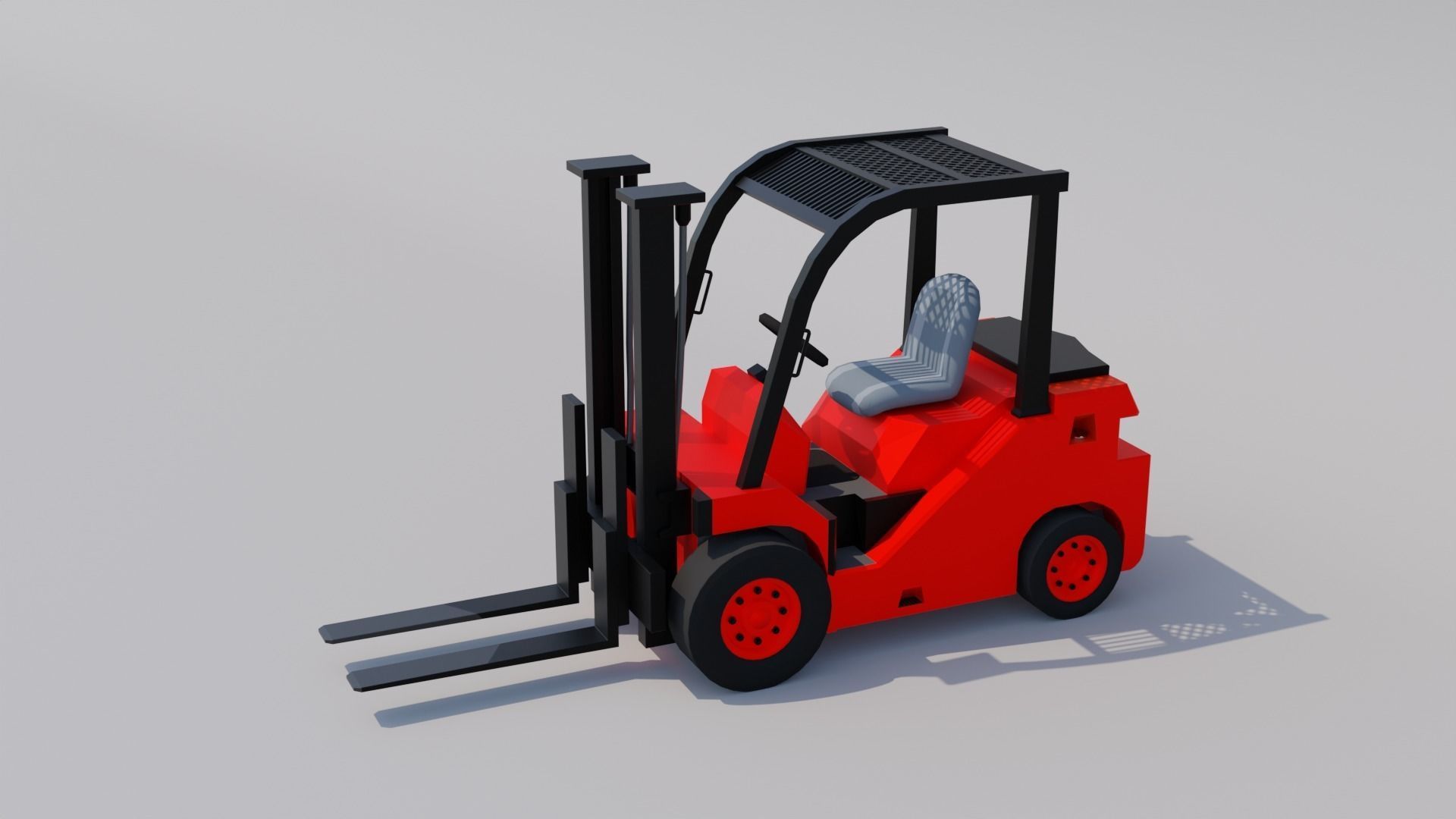 Forklift Low-poly 3D model_9