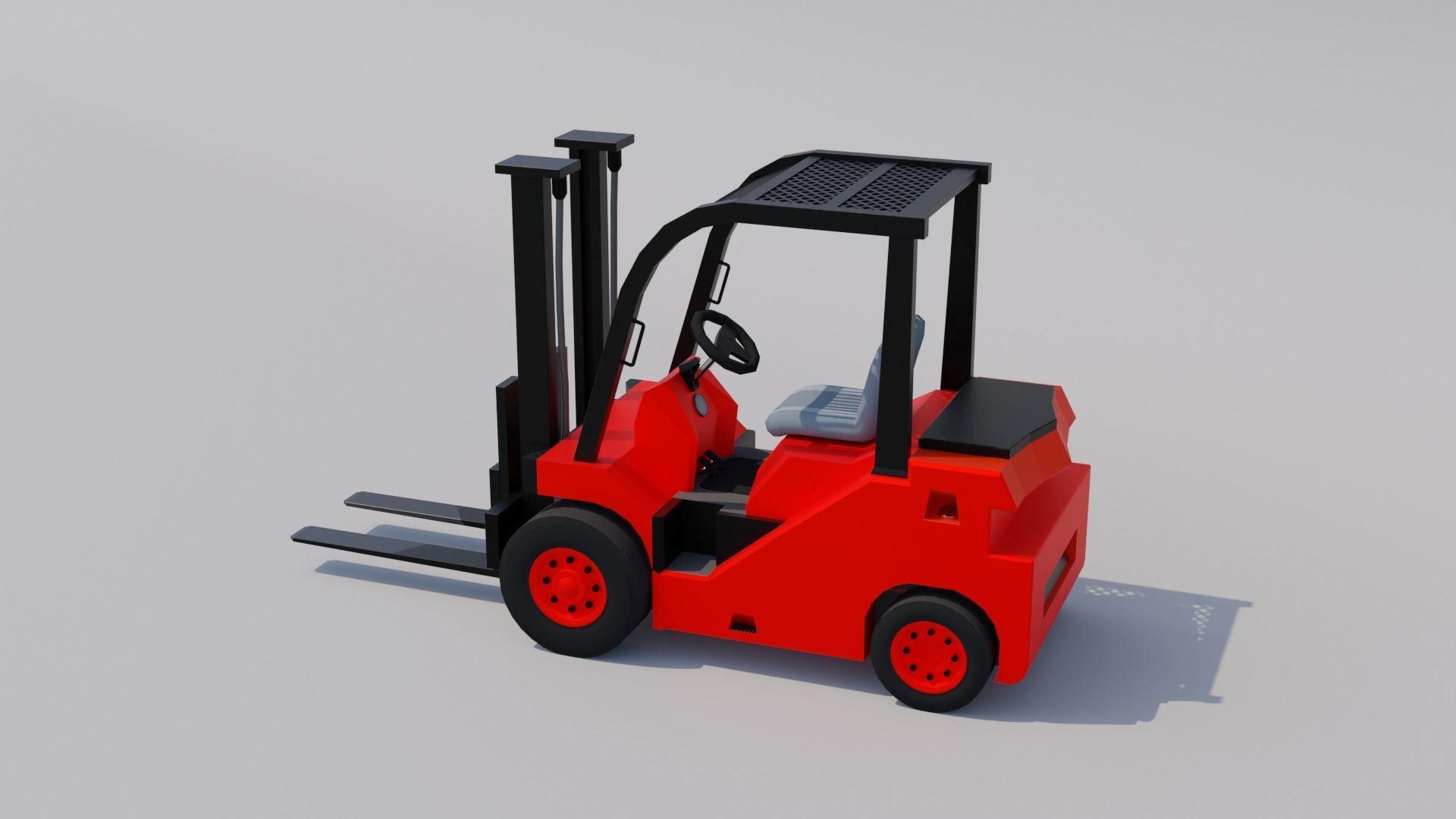Forklift Low-poly 3D model_8