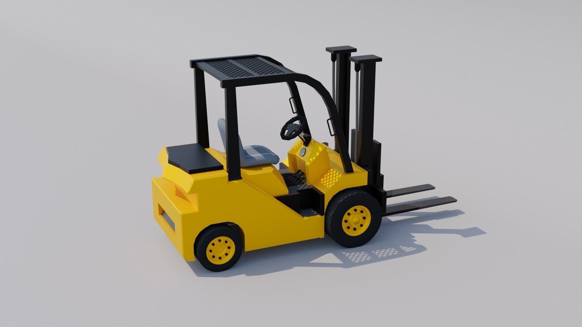 Forklift Low-poly 3D model_5