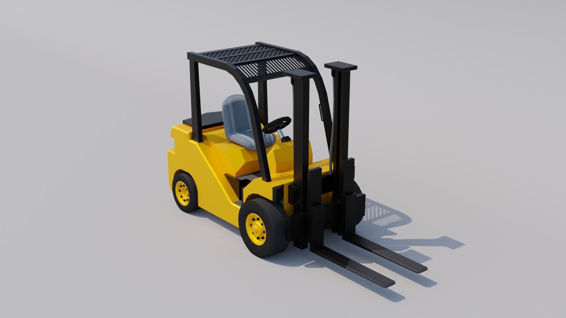 Forklift Low-poly 3D model_3