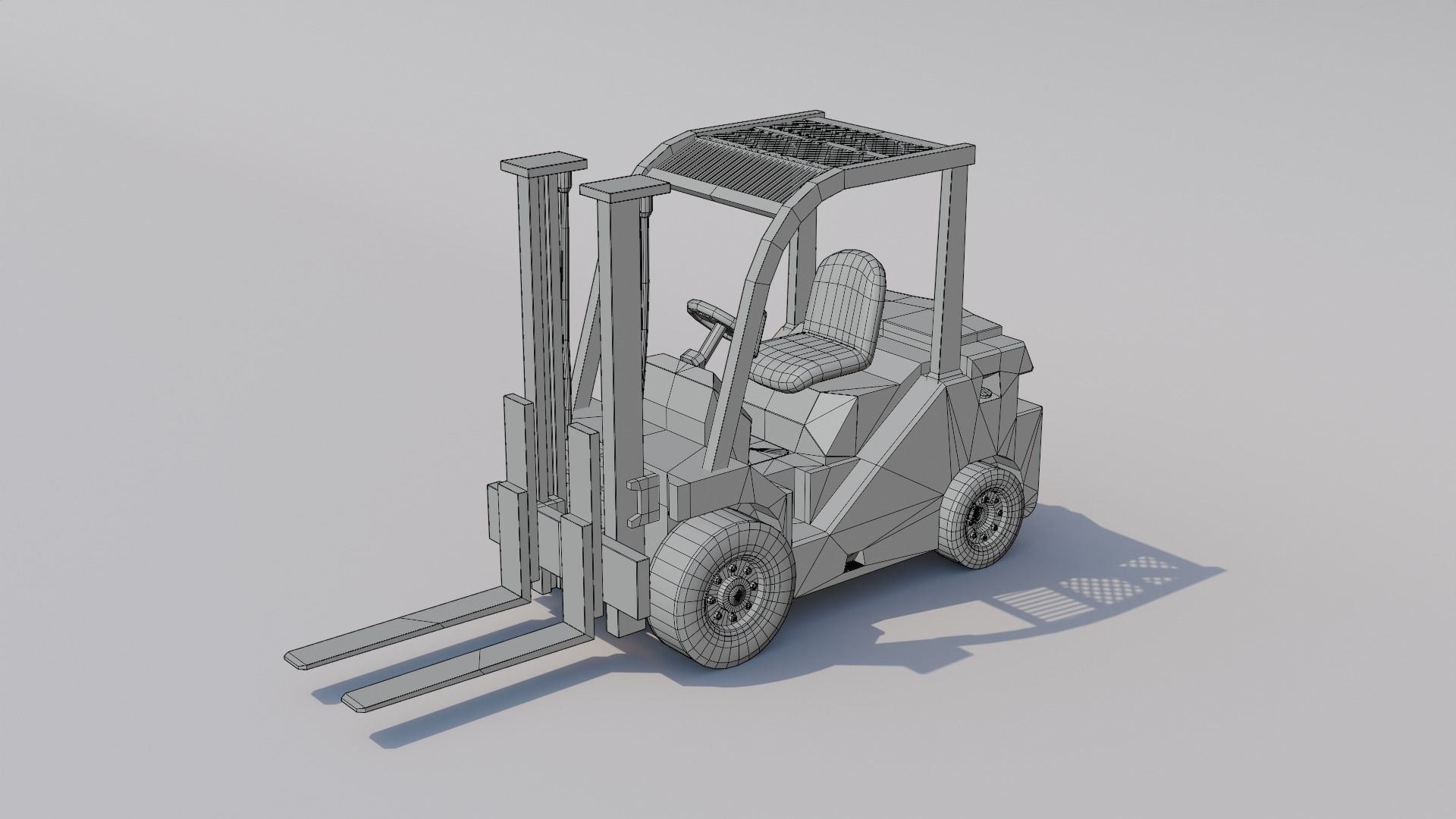 Forklift Low-poly 3D model_11