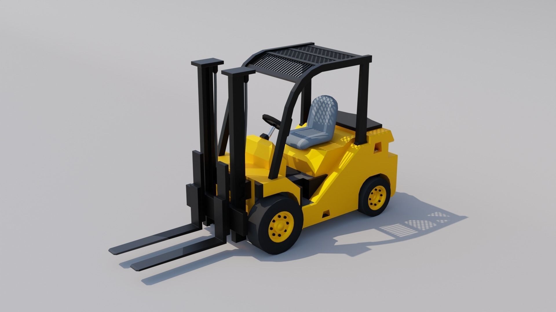 Forklift Low-poly 3D model_1