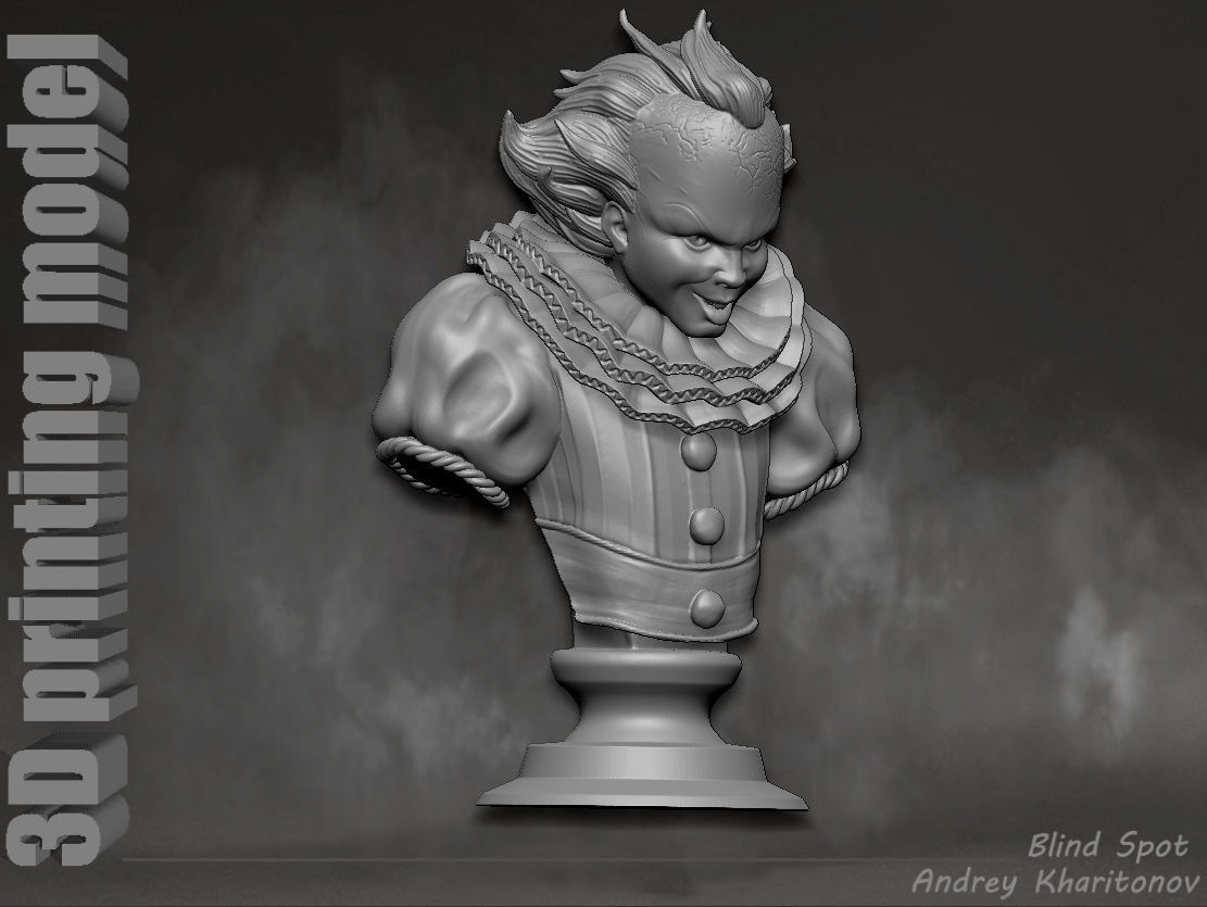 Pennywise bust 3D print model_16