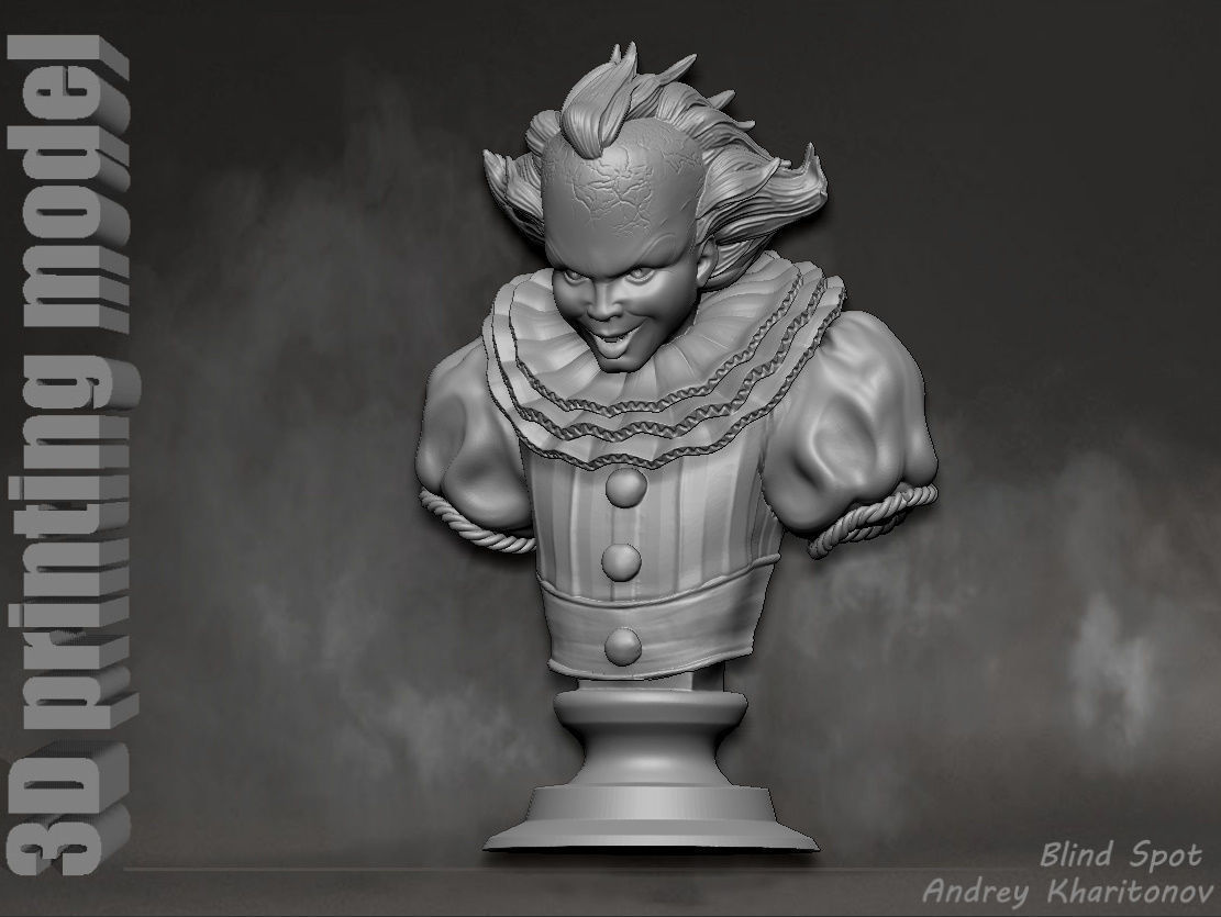 Pennywise bust 3D print model_1