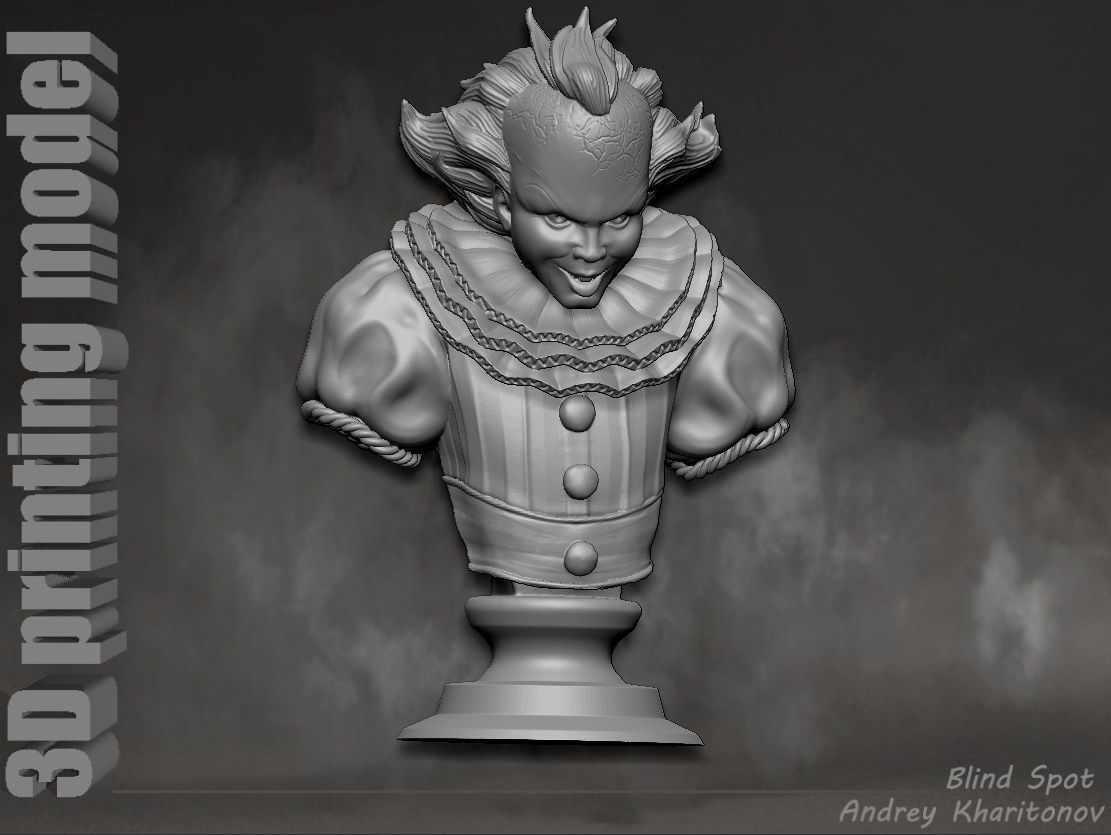 Pennywise bust 3D print model_17
