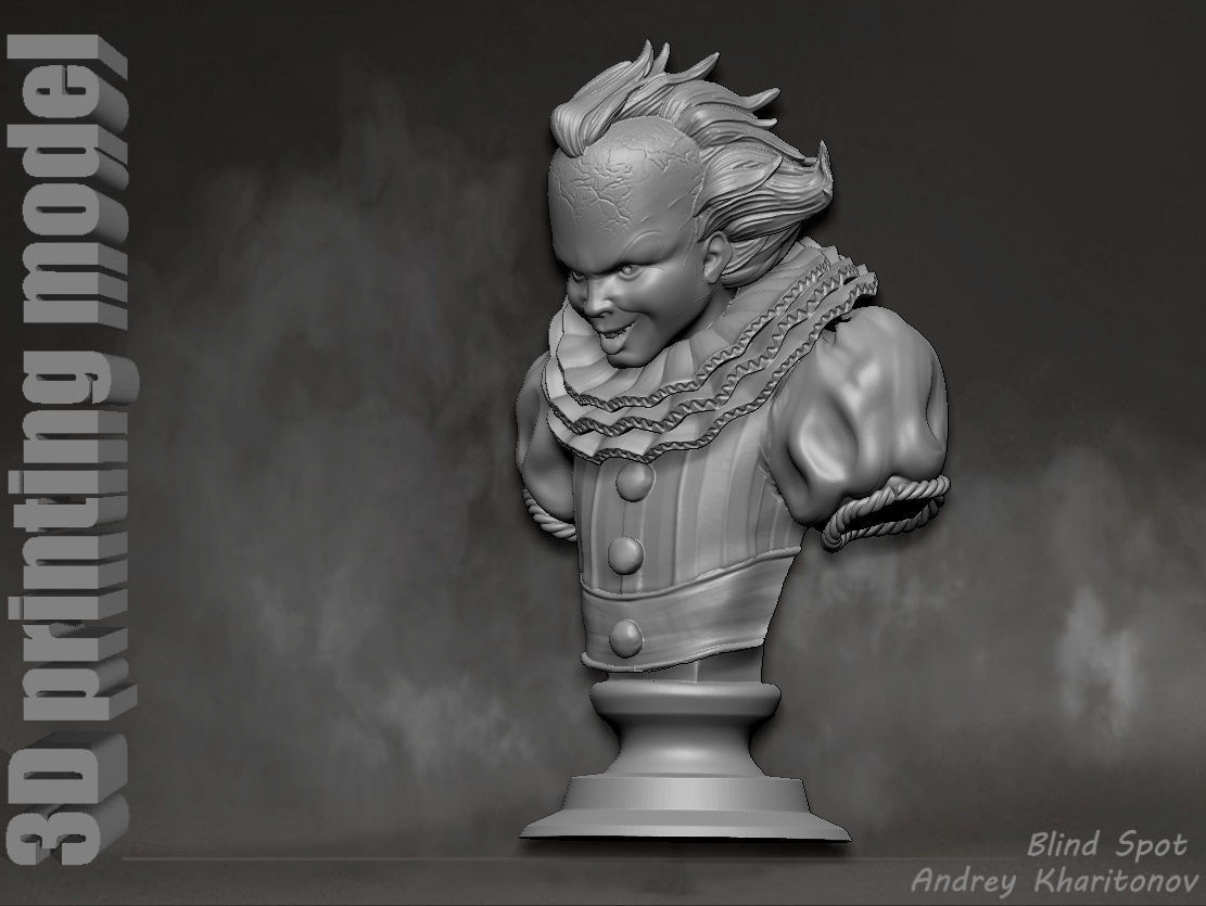 Pennywise bust 3D print model_2