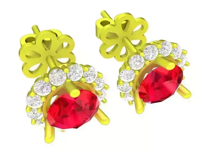 A7770 Halo Diamond Women Stud Earring